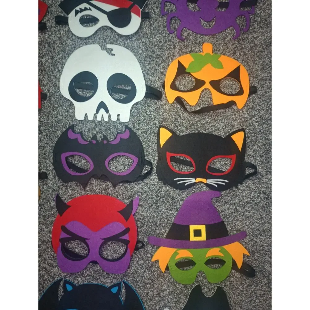 Lot 18 New Kids Halloween Costume Eye Masks Party Classroom Teacher Prize Set